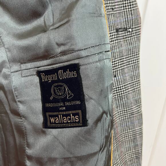 Vintage 70s Regent for Wallachs Wool Glen Plaid Double Breasted Blazer Womens 10 - Picture 9 of 10